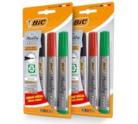 BIC 2000 Lot de 2 marqueurs permanents à pointe ogive Encre noire audacieuse, séchage rapide, non toxique, résistant à la décoloration et à l'eau, durables pour bureau, école, maison et utilisation