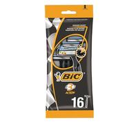 BIC 3 Action - 16 Rasoirs Jetables pour Homme à 3 Lames avec Bande Lubrifiante pour un Rasage Précis et Confortable - Lot de 4 Pochettes de 4 Rasoirs