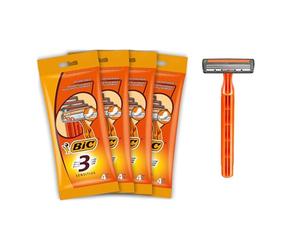 BIC 3 Sensitive - 16 Rasoirs Jetables pour Homme, 3 Lames avec Bande Lubrifiante pour un Rasage Doux et Précis - Lot de 4 Pochettes de 4