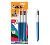 BIC 4-Color Ballpoint Pen, Medium Point (1.0mm), Assorted Inks, 3-Count - 1 Pack