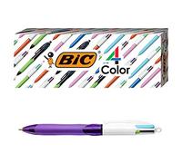 BIC 4-Color Grip Ballpoint Pen, Blue Barrel, Medium Point (1.0mm), Assorted Inks, 3-Count
