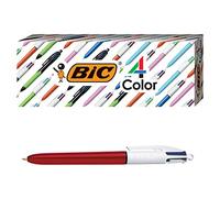 BIC 4-Color Grip Ballpoint Pen, Blue Barrel, Medium Point (1.0mm), Assorted Inks, 3-Count