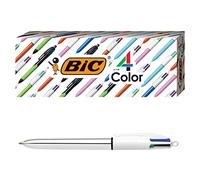 BIC 4-Color Grip Ballpoint Pen, Blue Barrel, Medium Point (1.0mm), Assorted Inks, 3-Count