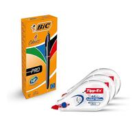 BIC 4 Colours Pro Multi Pen Lot de 12 stylos avec encre bleue, rouge, vert, noire et 3 rubans correcteurs Tipp-Ex Mini Pocket (12 x BIC Pro Multi Pen et 3 x rubans correcteurs)