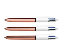 Stylo - 4 Couleurs - Pointe Moyenne - Bic - Corps Métal Cuivre
