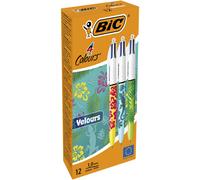 BIC 4 Colours Velours - Box of 12 Pens, blue