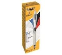 Bic 4 Couleurs 3+1hb - 3 Color Ballpoint Pen And Mechanical Pencil Combo - Noir, Rouge, Bleu, Gris - Rétractable - Avec Gomme - Pack De 12
