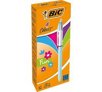BIC 4 Couleurs Fun Stylos-Bille Rétractables Pointe Moyenne (1,0 mm) - Bleu Past