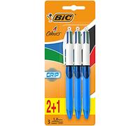 BIC 4 Couleurs Grip Stylos-Bille Rétractables Pointe Moyenne (1,0 mm) , Parfait pour l'Ecole et au Bureau, Format Spécial