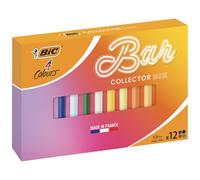 BIC 4 Couleurs Le Bar à Couleurs Stylos-Bille Rétractables à Pointe Moyenne (1,0 mm) Corps Uni - Couleurs Assorties, Coffret de 12
