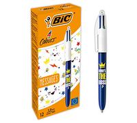 BIC 4 Couleurs Messages Stylos-Bille Pointe Moyenne (1,0 mm) - Motif « Who’s The Boss », Boîte de 12