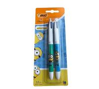 BIC Stylo-bille rétractable 4 Couleurs Minions Original Pointe moyenne (1,0 mm) - Blister de 2