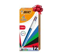 BIC 4 Couleurs Original Stylos-Bille Rétractables Pointe Moyenne (1,0 mm) - Certifiés NF Environnement - Boîte de 12
