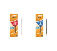 BIC 4 Couleurs - Recharges pour Stylo-Bille - Pointe Moyenne (1,0 mm) - Encre Rouge, Blister de 2 & 4 Couleurs - Recharges pour Stylo-Bille - Pointe Moyenne (1,0 mm) - Encre Bleue, Blister de 2