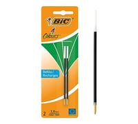 BIC 4 Couleurs - Recharges pour Stylo-Bille - Pointe Moyenne (1,0 mm) - Encre Verte, Blister de 2