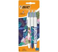 BIC 4 Couleurs Stylo-Bille Rétractable Pointe Moyenne Décors Assortis BOTANICAL