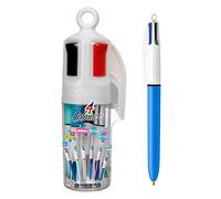BIC 4 Couleurs Stylos-Bille Rétractables, Pour L'Ecole ou au Bureau, Pointe Moyenne (1,0 mm), Pot de 6 Stylos différents