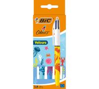 BIC 4 Couleurs Velours Stylos-Bille Pointe Moyenne (10 mm) - Motifs Vie Marine Assortis Pack de 3