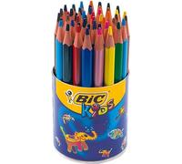 BIC 829736 - Kids Evolution Triangle, Crayons de couleur triangulaires - Crayons épais - 48 crayons en boîte ronde