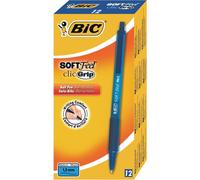 BIC 8373982-8373982 Stylo à bille bleu Clip-on Retractable Ballpoint Pen 12 pcs. SoftFeel Clic Retractable Ballpoint Pen Blue PK12, Soft Feel