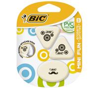BIC 927870 3er Radiergummis Mini Fun weiß