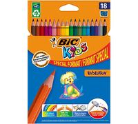 BIC Crayons de couleur Kids Evolution – Corps hexagonal, mine très solide – Étui 18 pièces