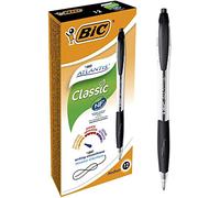 BIC Atlantis Classic Stylos-Bille Rétractables Pointe Moyenne (1,0 mm) - Noir, Boîte de 12