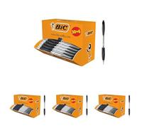 BIC Atlantis Classic Stylos-Bille Rétractables Pointe Moyenne (1,0 mm) - Noir, Boîte de 30+6 (Lot de 4)