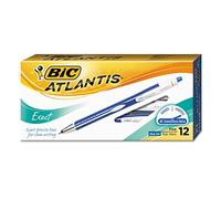 Bic Atlantis Exact Lot de 12 stylos à bille Pointe fine 0,7 mm Bleu
