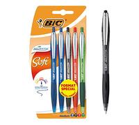 BIC Atlantis Soft Stylos-Bille Rétractables Pointe Moyenne (1,0 mm) - Couleurs Assorties, Blister Format Spécial de 5