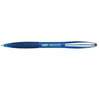 BIC Atlantis Soft - Stylos-Bille Rétractables - Pointe Moyenne (1,0 mm) - Encre Fluide Bleue, Boîte de 12