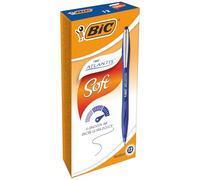 BIC Atlantis Soft - Stylos-Bille Rétractables - Pointe Moyenne (1,0 mm) - Encre Fluide Bleue, Boîte de 12