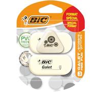 Bic blister gomme galet souple a (blanc) 3 gommes galets