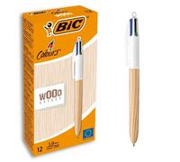 Bic Box of 12 Pens 4 Colours Wood