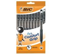 BIC BU3 Comfort Grip Lot de 10 stylos à bille rétractables Noir