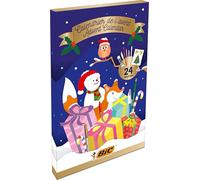 BIC Calendrier de l'Avent Papeterie - 24 Produits d'Écriture, idée cadeaux pour enfants, Kit Papeterie pour DIY de Noël et Réaliser des Cartes de vœux en Famille