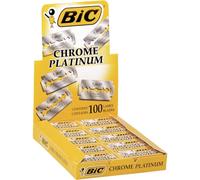 BIC Chrome Platinum - 100 Lames à Double Tranchant en Acier Inoxydable pour Rasoir de Sûreté, Rasage Précis et Confortable