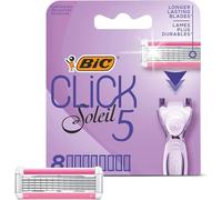 Bic Click 5 Soleil Sensitive Lot De 8 Lames De Rasoir À L'aloe Vera Avec Bande Lubrifiante Hydratante Pour Femme Expérience De Rasage Lisse Et Confortable (Lot De 2)