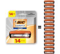 BiC Comfort 3 Cartouches de Rasoir Rechargeables, Rasoirs Jetables à Trois Lames pour Homme, Rasoir Peau Sensible pour un Rasage Confortable, 14 Cartouches de Recharge de Rasoir