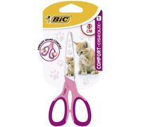 BIC Comfort ciseaux enfant main droite 13 cm - Décor chat ou ballon de foot, blister de 1