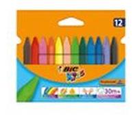 BIC Craies de coloriage Plastidecor Triangle – couleurs assorties – étui carton de 12