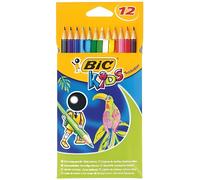 BIC Crayons de couleur Tropicolors – Couleurs assorties – Coloriage enfants – Étui carton de 12