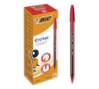 BIC Cristal Exact - Stylos-Bille Pointe Aiguille Fine (0,7 mm) - Écriture Précise et Fluide - Rouge, Boîte de 20