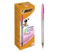 BIC Stylos-bille Cristal Fun - Pointe large 1,6 mm, écriture intense - Rose, boîte de 20