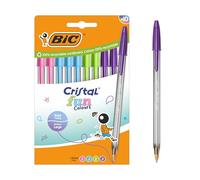 BIC Cristal Fun Colours Stylos-bille Pointe Large (1,6 mm) avec encres fantaisie - Couleurs assorties, pack de 10
