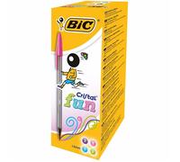 BIC Cristal Fun - Pack de 20 stylos-bille, pointe large 1,6 mm - couleurs assorties
