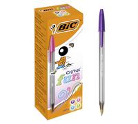 BIC Stylos-bille Cristal Fun – Pointe large 1,6 mm, écriture large – Boîte de 20 couleurs assorties