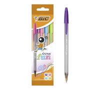 BIC Cristal Fun Stylos-Bille Pointe Large (1,6 mm) - Écriture Large et Intense - Couleurs Assorties, Pochette de 4