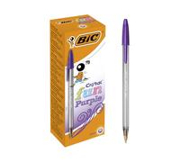 BIC Cristal Fun Stylos-Bille Pointe Large (1,6 mm) - Écriture Large et Intense - Violet, Boîte de 20