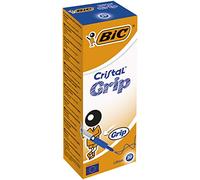 BIC Cristal Grip Stylos-Bille Pointe Moyenne (1,0 mm) - Bleu, Boîte de 20